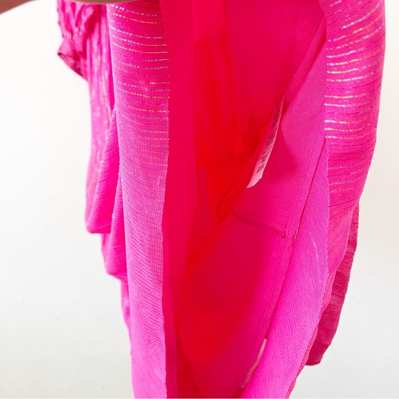 CIEBON Gayley Metallic Long Balloon Sleeve Maxi Dress in Pink - Picture 7 of 11